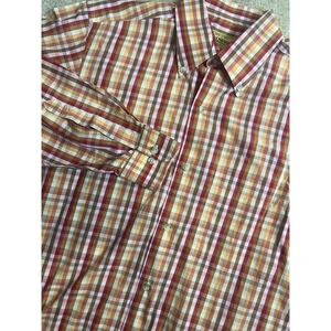 Paul Stuart Shirt Mens Medium Red Plaid Made in Italy Button Down Dress‎ Office